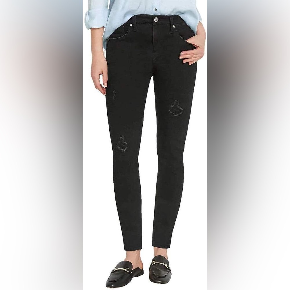 Buffalo David Bitton Jess Black RIP & REPAIR MID-RISE SKINNY 6/28